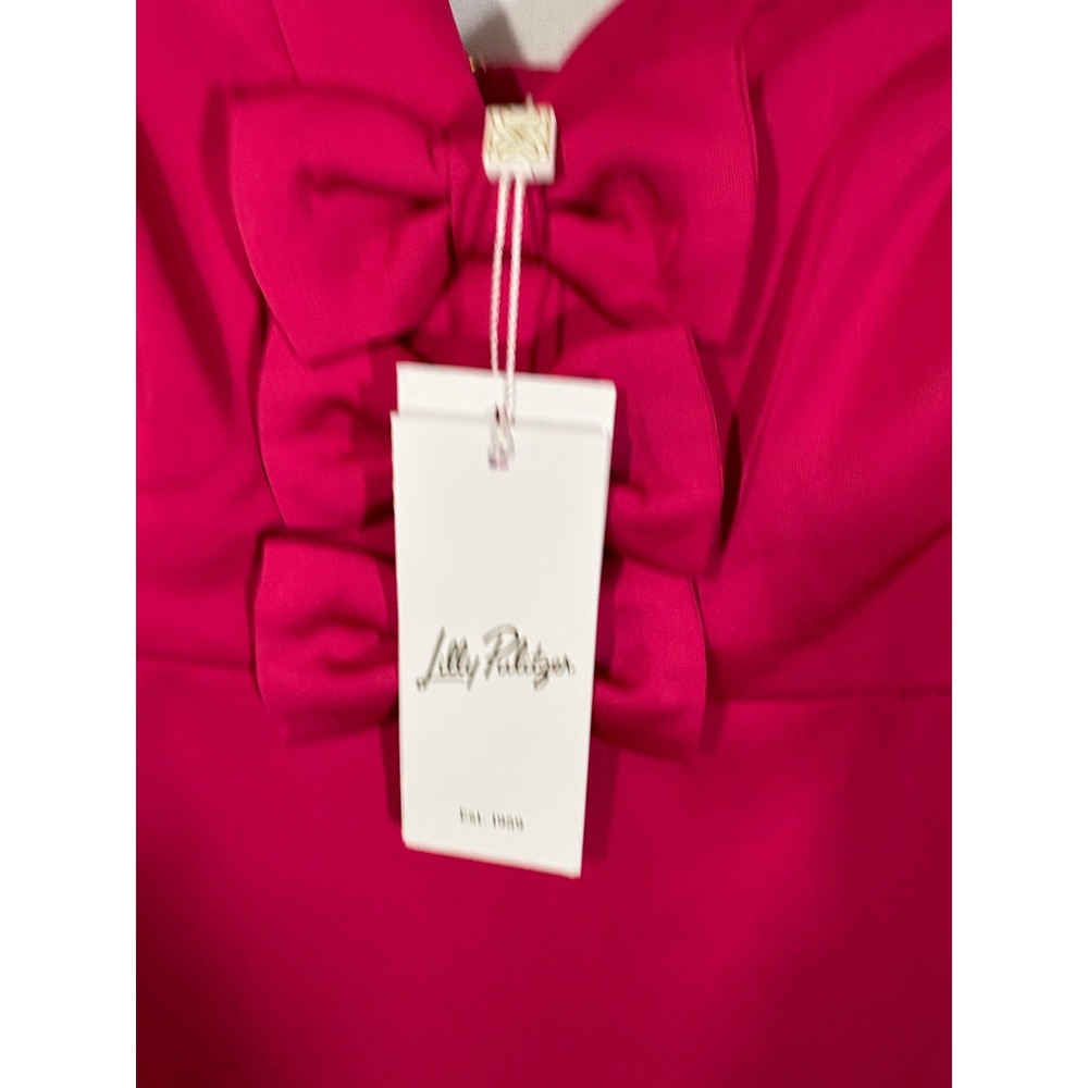 Lilly Pulitzer Jean Maxi Dress Raspberry Rouge Pink Bow 017290 Size 14 - Picture 10 of 13